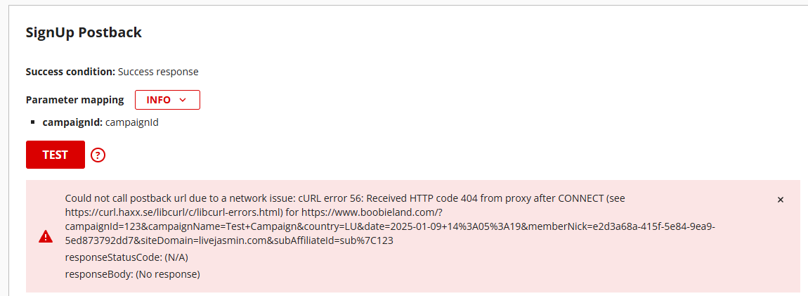 Postback Testing Tool.